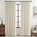 Cream Linen Curtains 120 Inches Long for Bedroom, Ceiling Mount Track Curtains with Back Tab Pinch Pleated Blackout Drapes for S