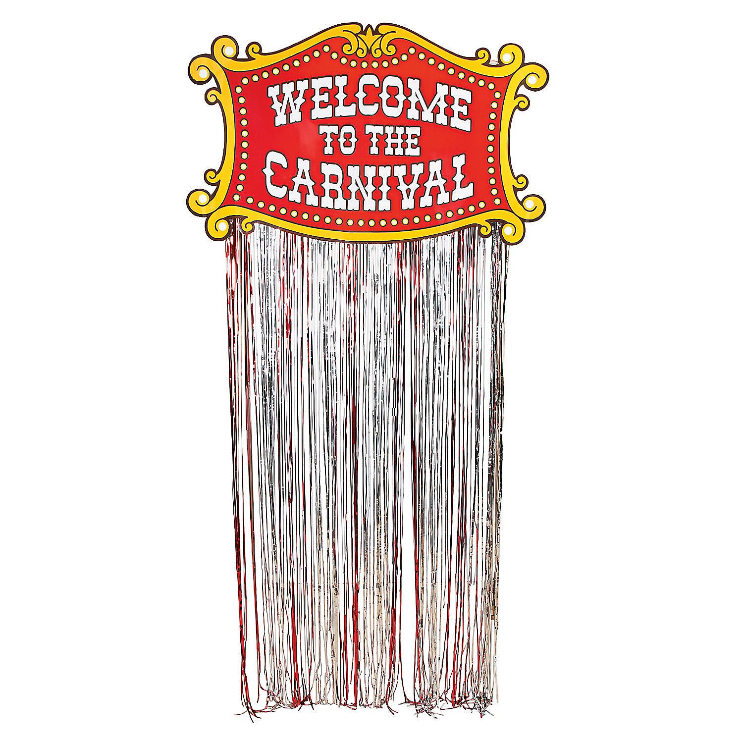 Fun Express Carnival Foil Door Curtain Decor (Over 7 feet Long) Circus Party Decorations for Events and Birthdays - VBS Vacation
