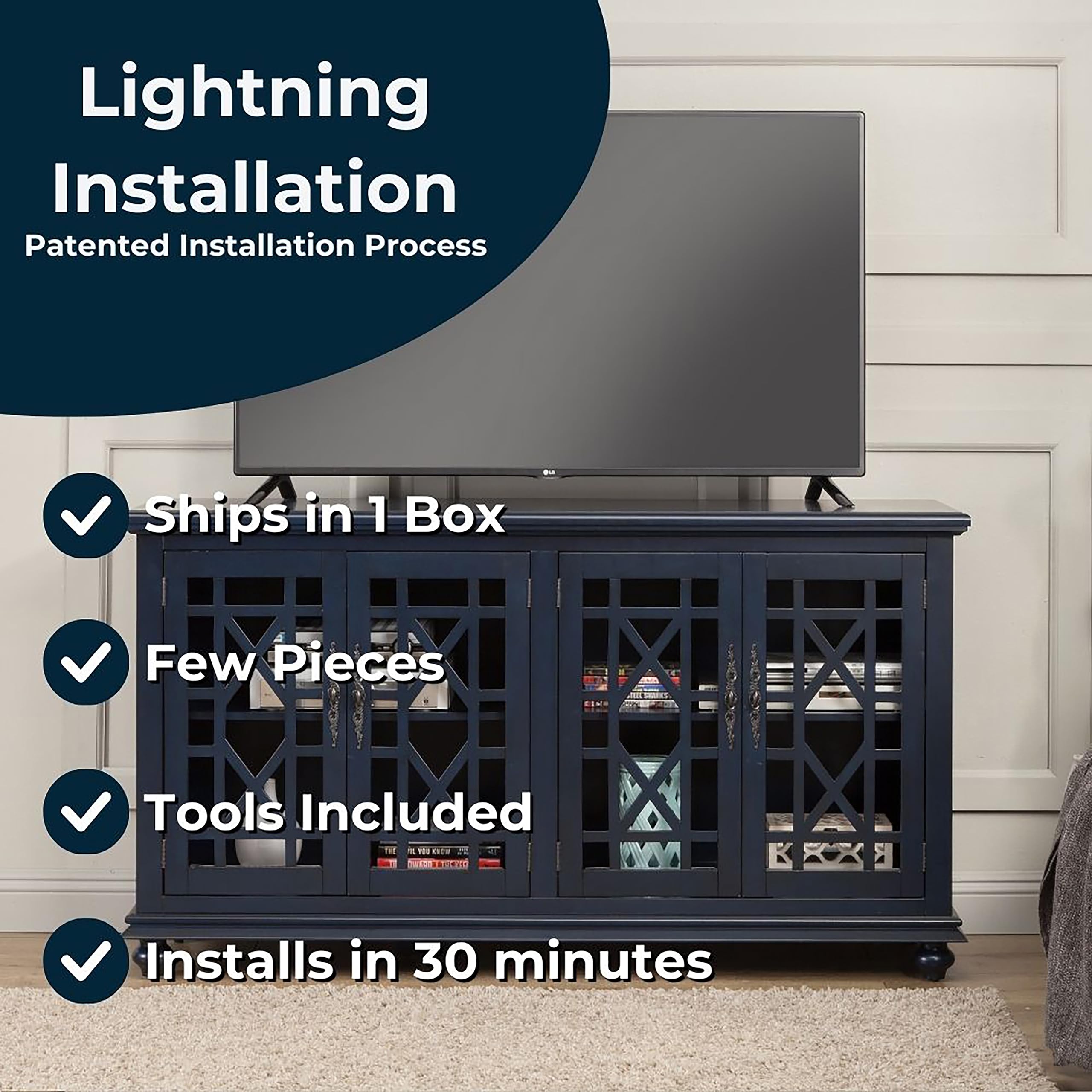 Martin Svensson Home Avalon 63&quot; Tv Stand, W X 35&quot; H, Catalina Blue