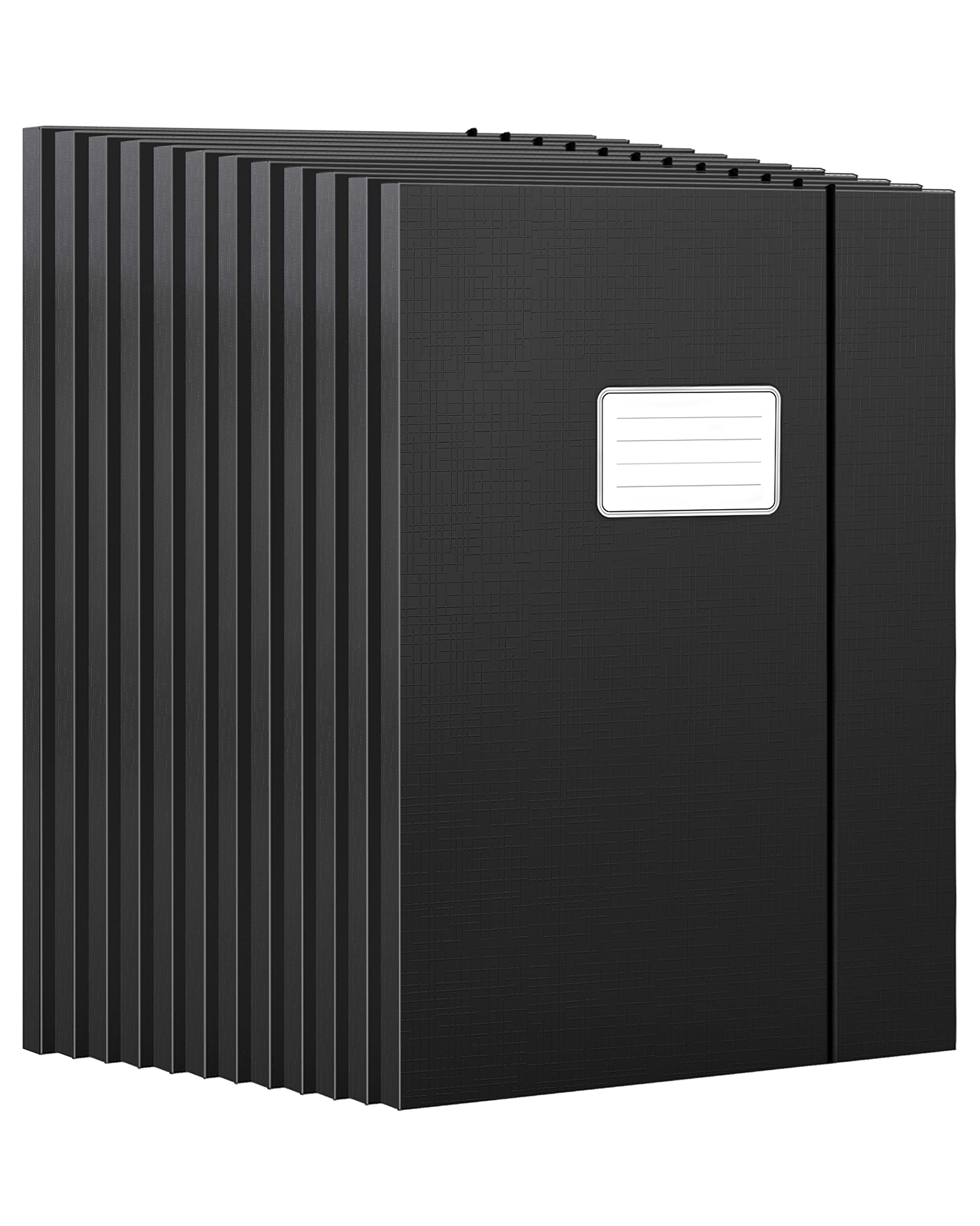 Jiawei Storage File Boxes, 12 Packs File Organizer Folders, Black Archives Cases With Lids And Elastic, Cardboard File Folder Fo