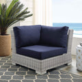 Modway Conway Sunbrella Outdoor Patio Wicker Rattan, Corner Chair, Light Gray Navy