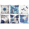 Comminy Blue Grey Pillow Covers 16X16 Set Of 6 Decorative Daisy Flower Throw Pillow Cover For Couch Modern Farmhouse Cushion Pil