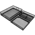 Outfandia Office Drawer Organizer 3 Pack, Office Supplies Desk Drawer Organizer, Black Mesh Drawer Organizer Hold Pens & A4 Size