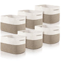 Geetery 6 Pack Woven Storage Baskets Cotton Rope with Handle, Light Brown