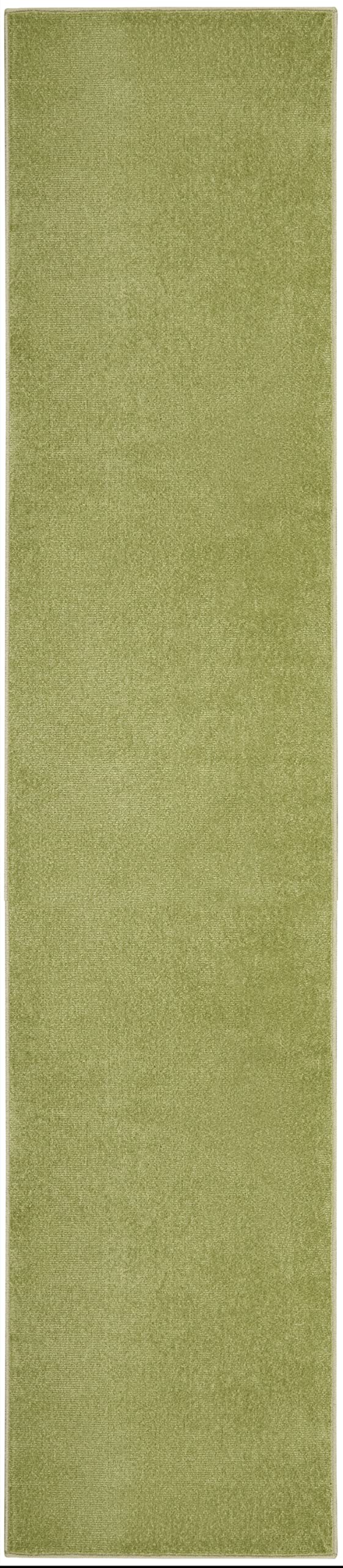 Nourison Essentials Solid Indoor/Outdoor Green 2'2' X 16 Area Rug, Easy Cleaning, Non Shedding, Bed Room, Living Room, Dining Room, Deck, Patio, Backyard (2X16)