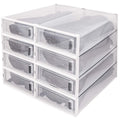 DHMAKER 8 Pack Boot Storage Box, Stackable Clear Plastic Boot Shoe Organizer for Tall Boots, Closet, Drop Front Boot Organizer, 