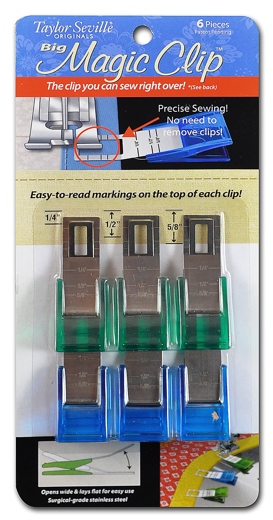 Taylor Seville Large Magic Clips,Sewing Clips, Quilting Clips 6-Pc