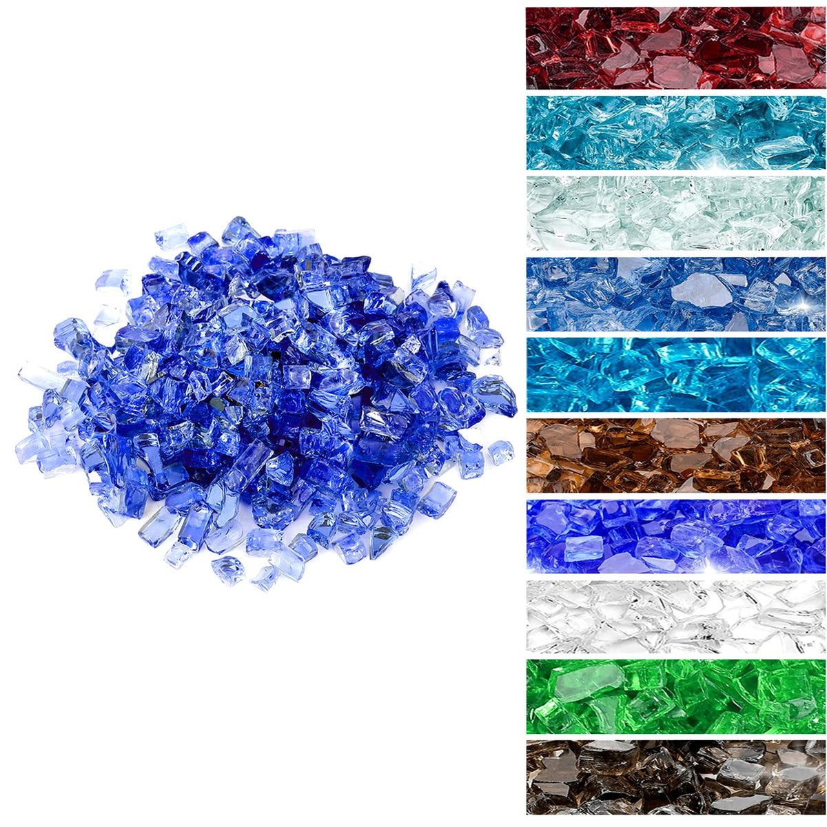 Onlyfire 10-Pounds High Luster Fire Glass For Natural Or Propane Fire Pit Fireplace & Landscaping, 1/4-Inch Cobalt Blue