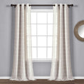 Lush Decor Farmhouse Textured Grommet Sheer Window Curtain Panel Pair, 38'W X 95'L, Beige