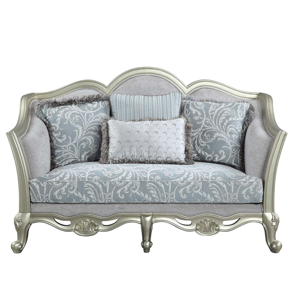 Acme Furniture Linen Upholstery Loveseat, Light Gray and Champagne