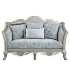 Acme Furniture Linen Upholstery Loveseat, Light Gray and Champagne