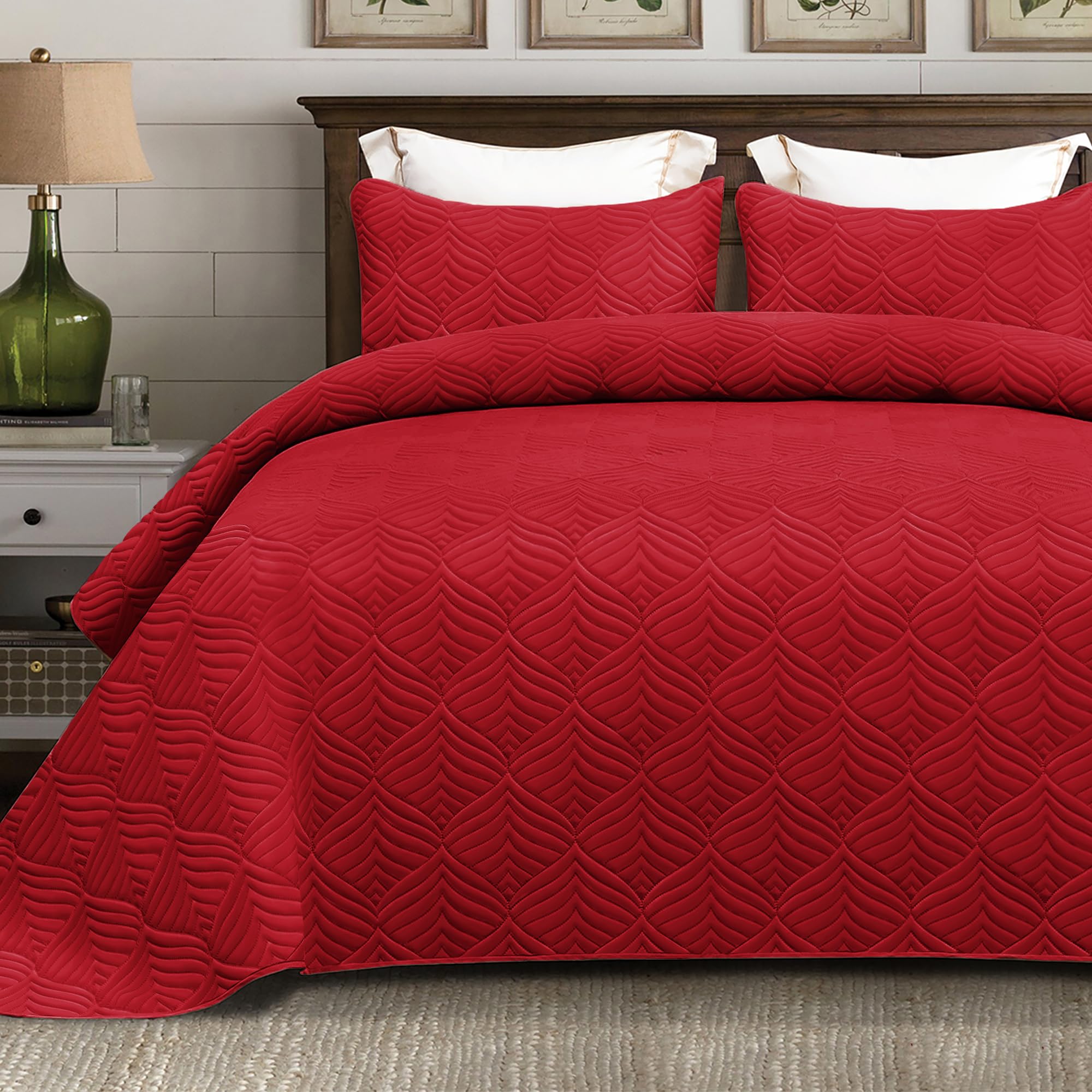 Whale Flotilla Quilt Set Twin Size, 2-Piece Soft Lightweight Modern Geometric Twin/Twin XL Quilt Bedding Set Bedspread Coverlet 