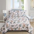 Junsey Beach Bedding King Size Lightweight Coastal Bedspreads Ocean Theme,3Pcs Conch Seashell Starfish Quilts Set Nautical Seaho