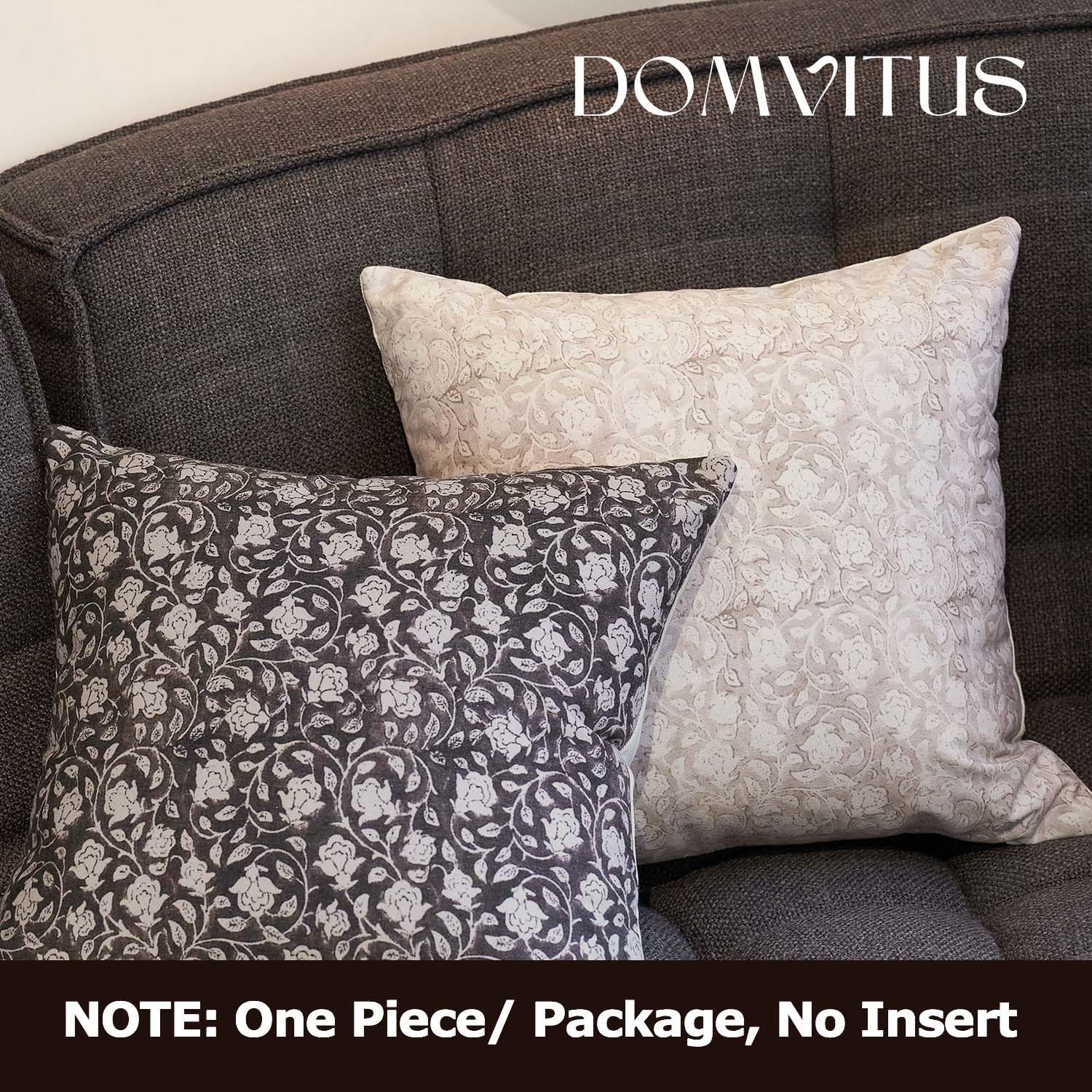 Domvitus Floral Pillow Covers 18X18, Throw Pillows For Couch, Floral Print Pillow Cover, Decorative Neutral Accent Throw Pillow Covers For Living Room, 1Pc, Neutral