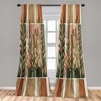 Ambesonne Botanical Window Curtains Pack Of 2, Watercolor Fall Branches And Geometric Mid Century Modern Autumnal Art, Lightweig