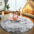 Tie-Dyed Fluffy Round Rug,Soft Area Rugs for Girls Room,Shaggy Rugs 3'X3' for Living Room,Non Slip Circle Rug for Kids Bedroom,S