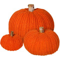 Set of 3 Faux Fall Decorative Orange Pumpkins Crochet Pumpkins Knit Pumpkins Foam Pumpkins for Rustic Farmhouse Thanksgiving Har