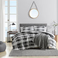 Nautica Queen Comforter Set, Reversible Microsuede Bedding With Matching Sham(S), Casual Home Decor (Crossview Plaid Charcoal, 