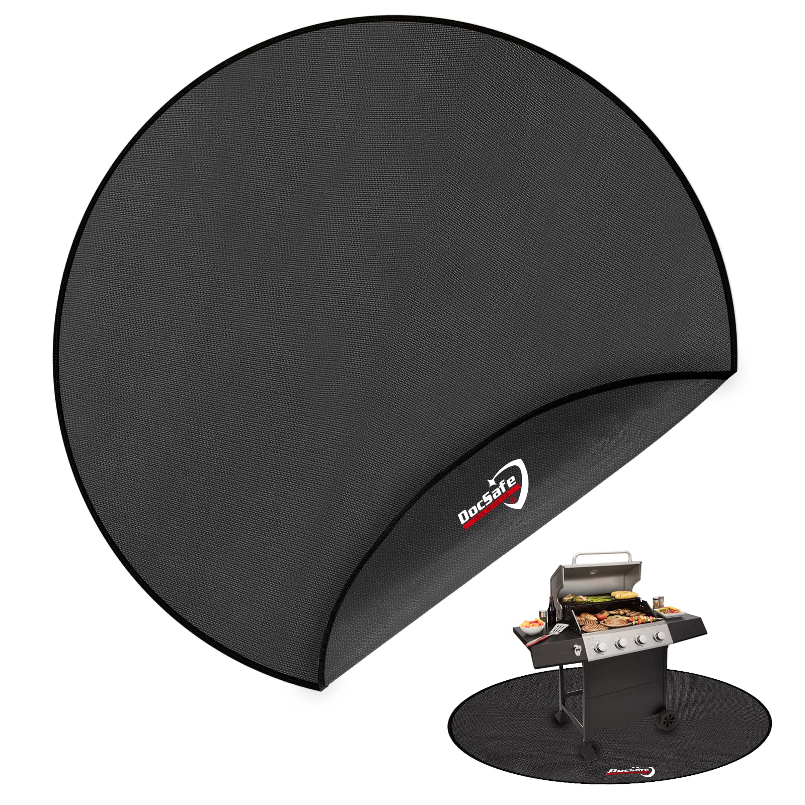 60' Round Under Grill Mat,Docsafe Large 4 Layers Fire Pit Mat,Fireproof Mat Protect For Deck,Patio,Grass,Outdoor Charcoal,Smoke