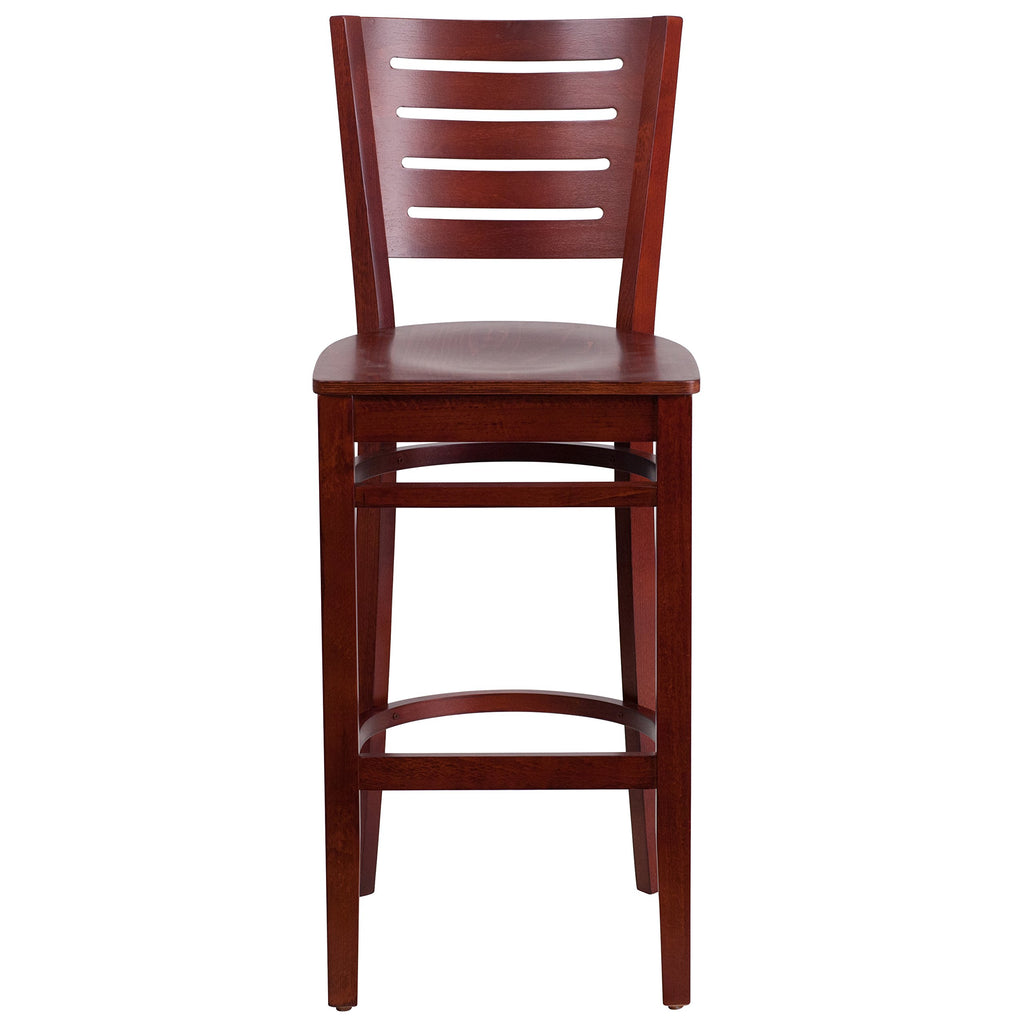 Flash Furniture Darby Series Slat Back Mahogany Wood Restaurant Barstool