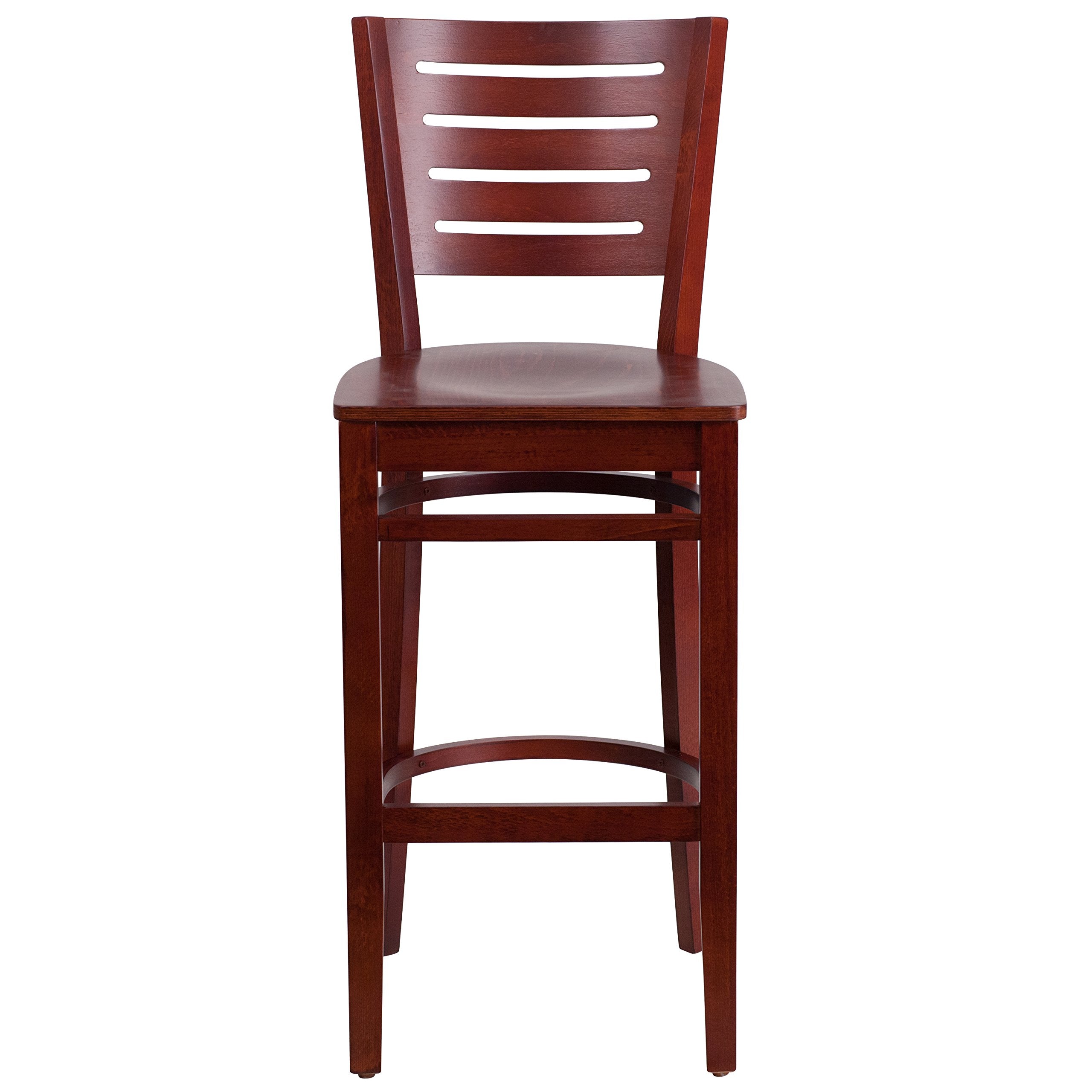 Flash Furniture Darby Series Slat Back Mahogany Wood Restaurant Barstool