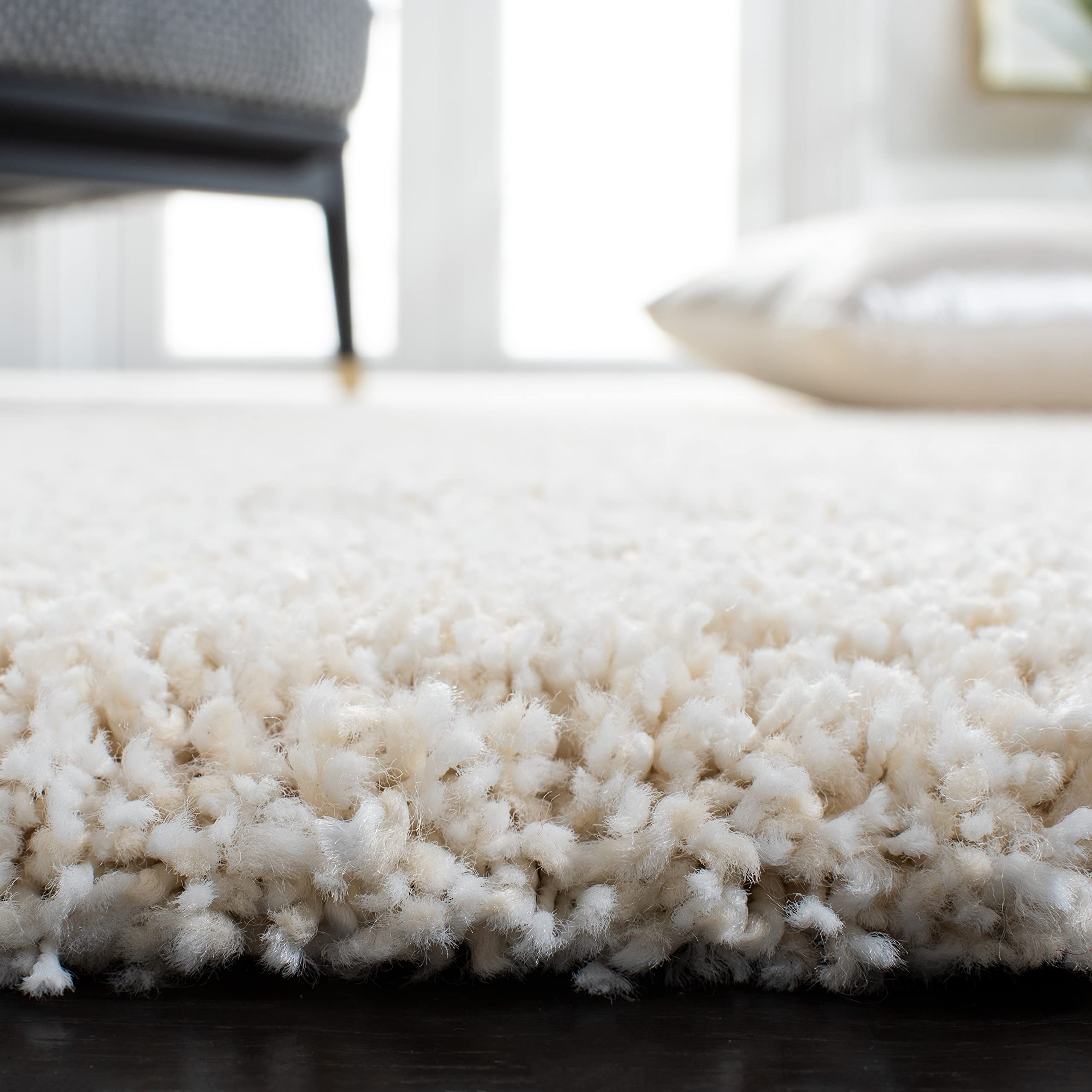 Safavieh Milan Shag Collection Runner Rug - 2' X 12', Ivory, Solid Design, Non-Shedding & Easy Care, 2-Inch Thick Ideal For High