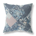 HomeRoots Indigo Blue Pink Broadcloth Blue White Boho Floral Indoor Outdoor Throw Pillow