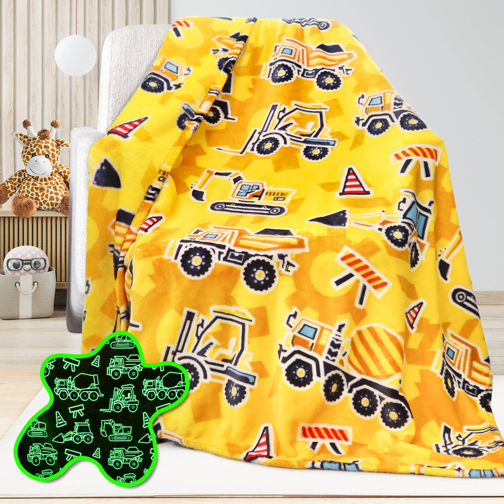 Uofon Construction Truck Toys Gifts For Boys Truck Blanket Glow In The Dark Construction Blanket Tractor Blanket For Toddler Boy