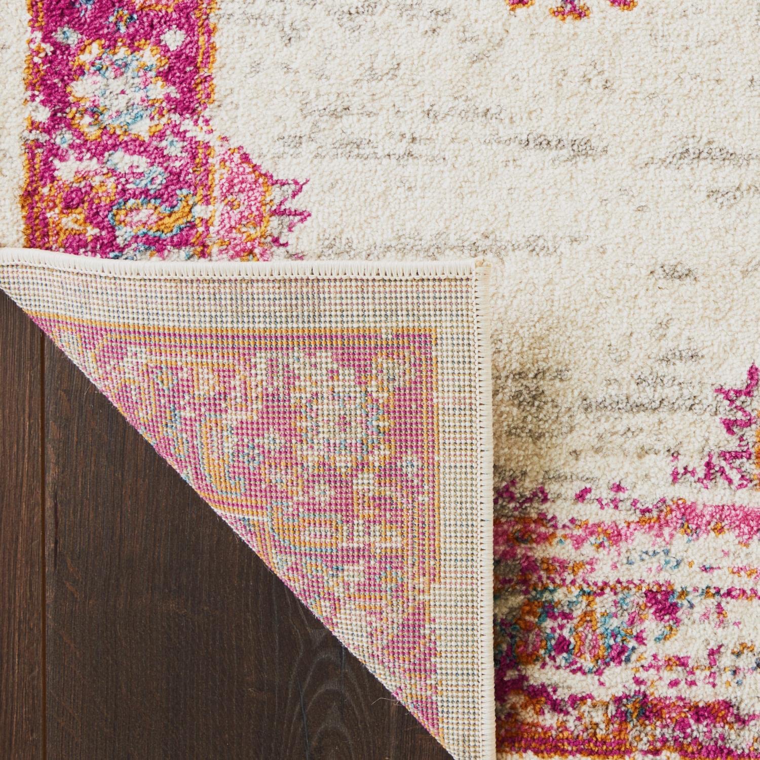 Nourison Passion Ivory/Fuchsia 3'9'' X 5'9'' Area-Rug, Boho, Traditional, Easy-Cleaning, Non Shedding, Bed Room, Living Room, Ha
