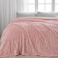 Newcosplay Super Soft King Blanket Pink Premium Silky Flannel Fleece 3D Ribbed Jacquard Lightweight Bed Blanket All Season Use (