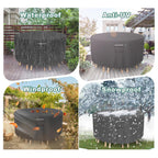 Round Patio Furniture Covers, Waterproof Outdoor Table Cover, Heavy Duty 500D Round Patio Table & Chairs Cover, Outdoor Covers F