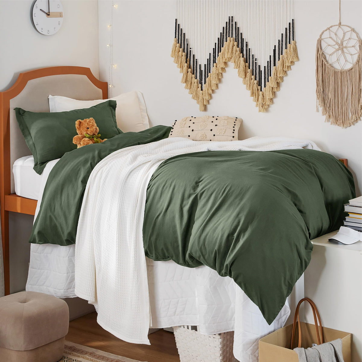 Bedsure Olive Green Duvet Cover Twin Size - Soft Prewashed Twin/Twin Xl/Twin Extra Long Duvet Cover Set, 1 Duvet Cover 68X90 Inc
