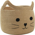 ALBY LBY Animal Baskets Cotton Rope storage laundry Woven Toy Basket Large Basket for Blankets Cute Cat Toy Box with Handles Fol