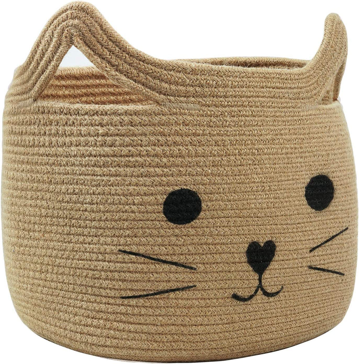 ALBY LBY Animal Baskets Cotton Rope storage laundry Woven Toy Basket Large Basket for Blankets Cute Cat Toy Box with Handles Fol
