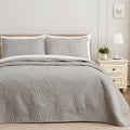 Exclusivo Mezcla Twin Quilt Bedding Set, Lightweight Light Grey Quilts Twin Size For All Seasons, Soft Microfiber Bedspreads Cov