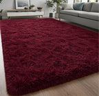 Larhom Wine Red Fluffy Area Rugs For Living Room Bedroom,4X6 Feet Ultra Soft Indoor Modern Plush Fuzzy Rug, Thickened Carpet For