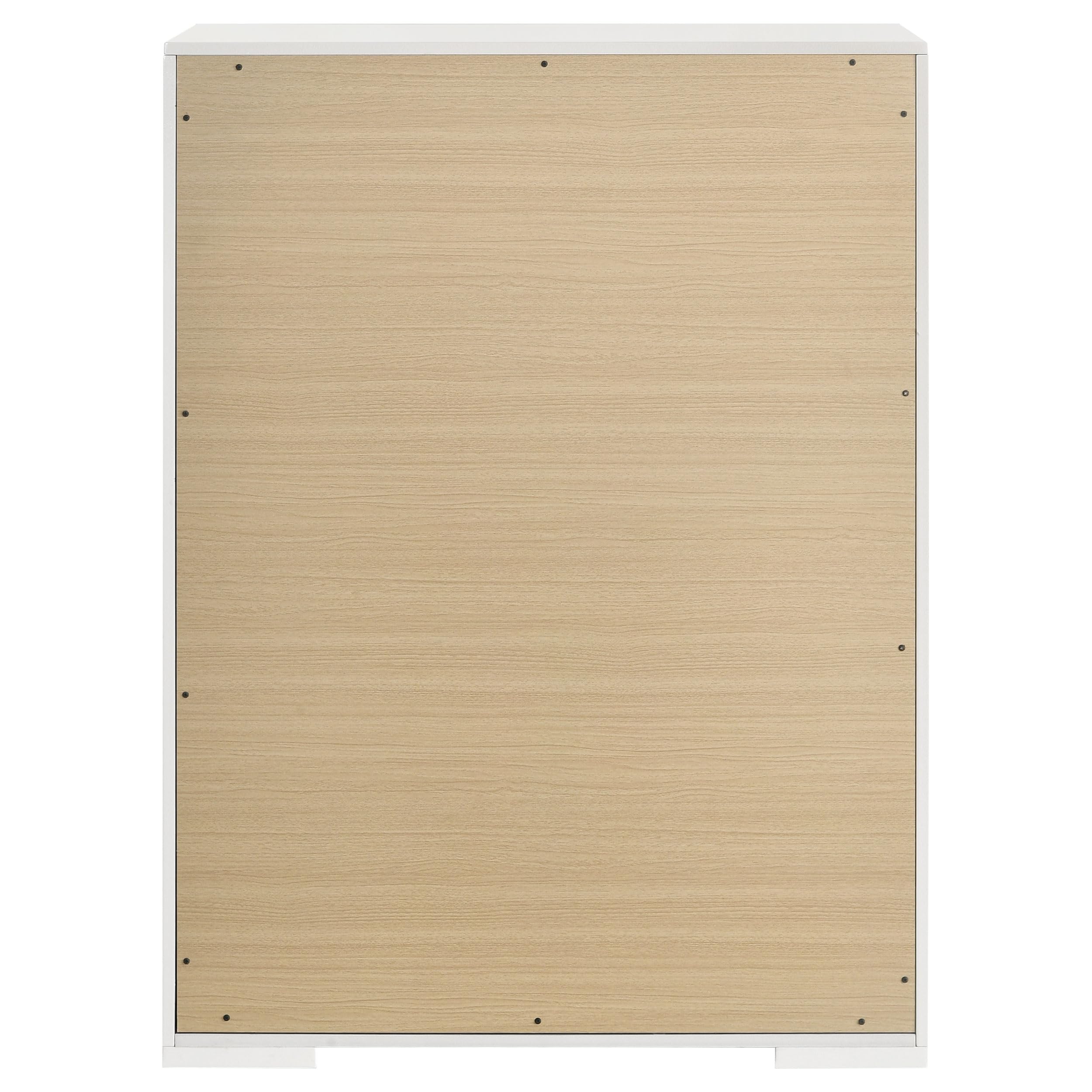 Coaster Home Furnishings Ives Contemporary Wood 5-Drawer Bedroom Chest of Drawers Chiffonier Clothing Storage Cabinet Bedroom Armoire Tall Dresser Organizer Unit White High Gloss 224945