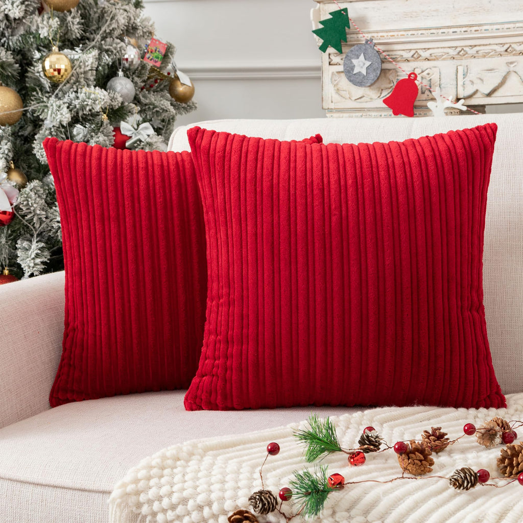 Ugasa Pack Of 2 Christmas Velvet Soft Warm Throw Pillow Covers Set Cushion Cases Pillowcases For Livingroom/Bedroom/Sofa, 20'X2