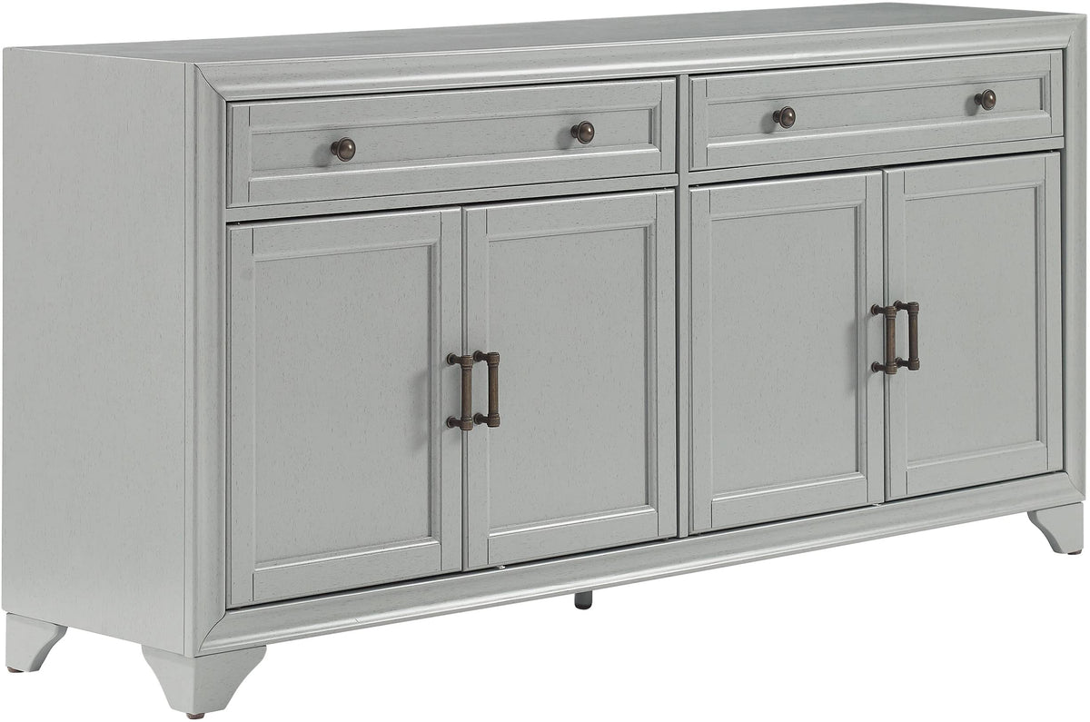 Crosley Furniture Tara Modern Farmhouse Sideboard Buffet Cabinet with Storage Shelves and Drawers, Distressed Gray