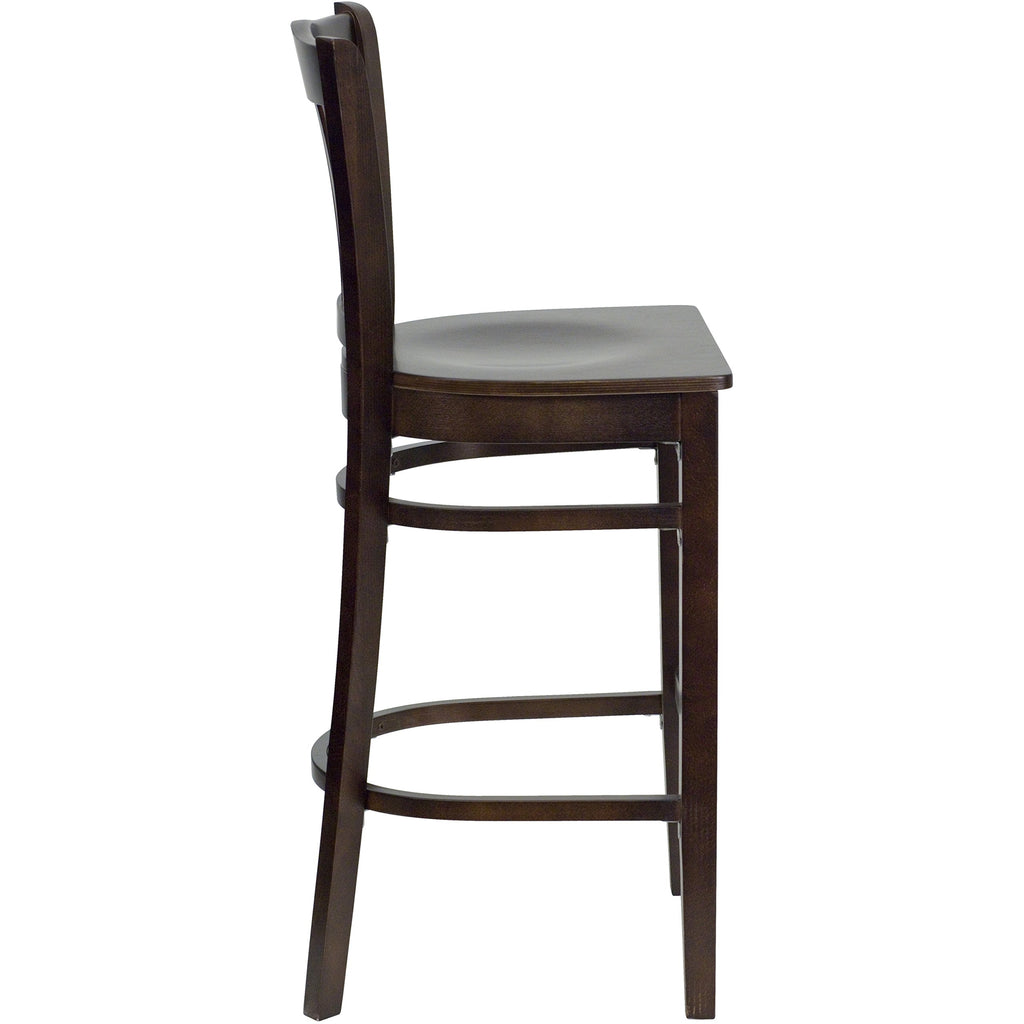 Flash Furniture HERCULES Series Vertical Slat Back Walnut Wood Restaurant Barstool