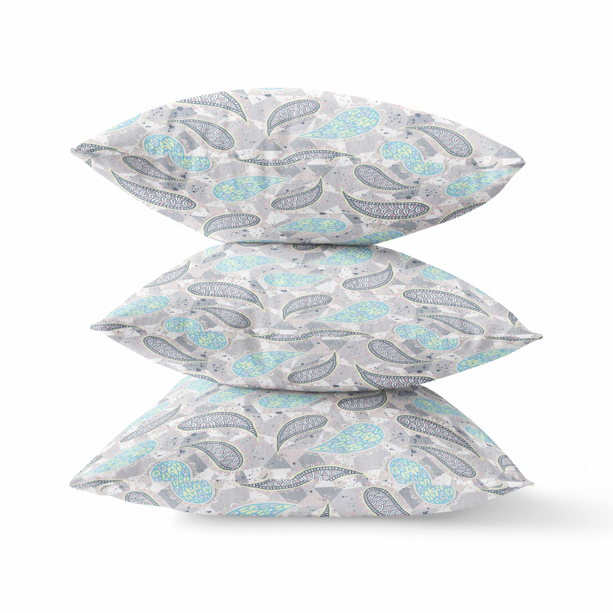 HomeRoots Broadcloth 18â€ Gray Cream Boho Paisley Indoor Outdoor Throw Pillow