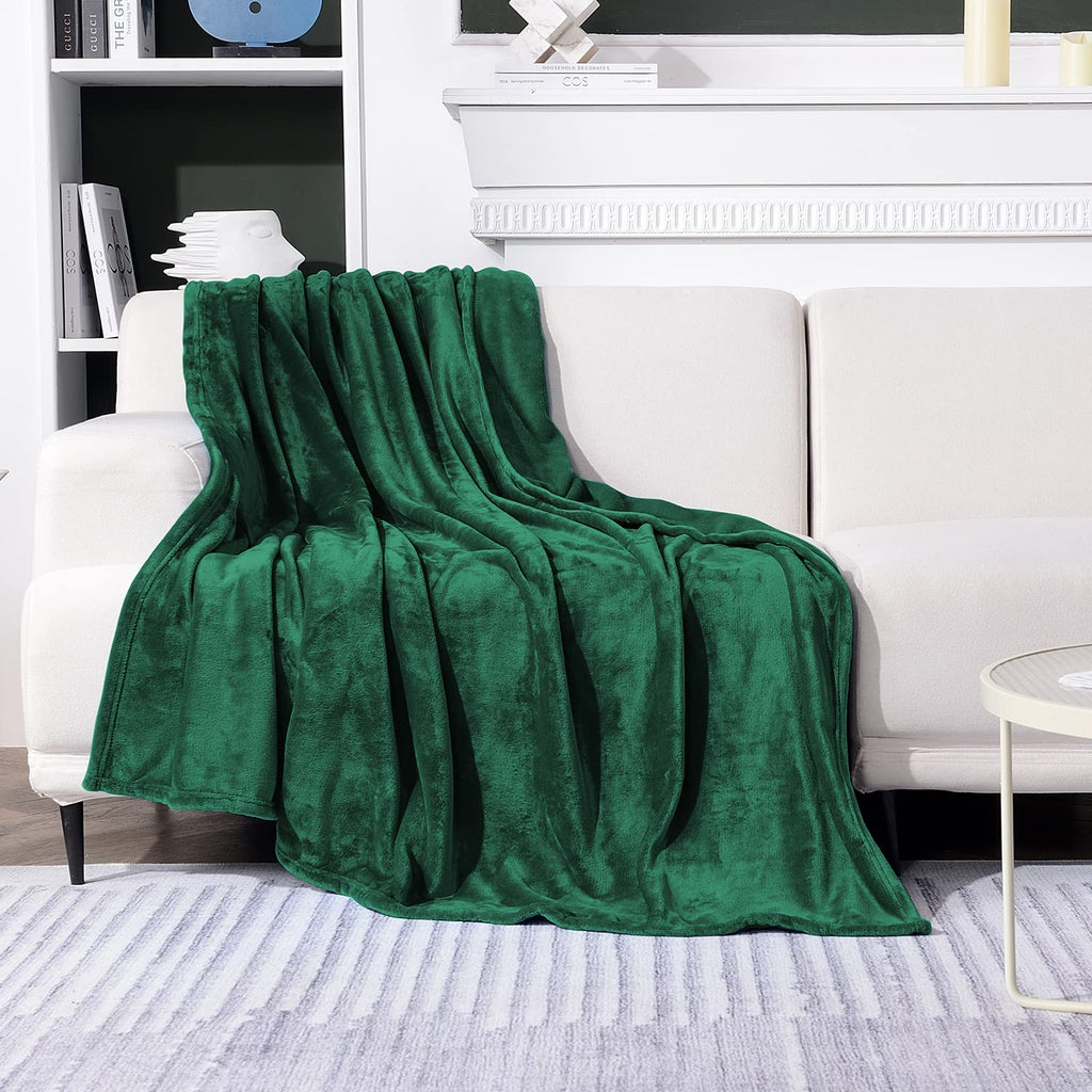 Sochow Flannel Fleece Blanket Queen Size, All Season Lightweight Super Soft Cozy Blanket For Bed Or Couch, Green 90Inch X90''