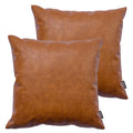 Homfiner Faux Leather Throw Pillow Covers 20X20 Inch Set Of 2 Thick Cognac Brown Large Decorative Modern Boho Farmhouse Bedroom