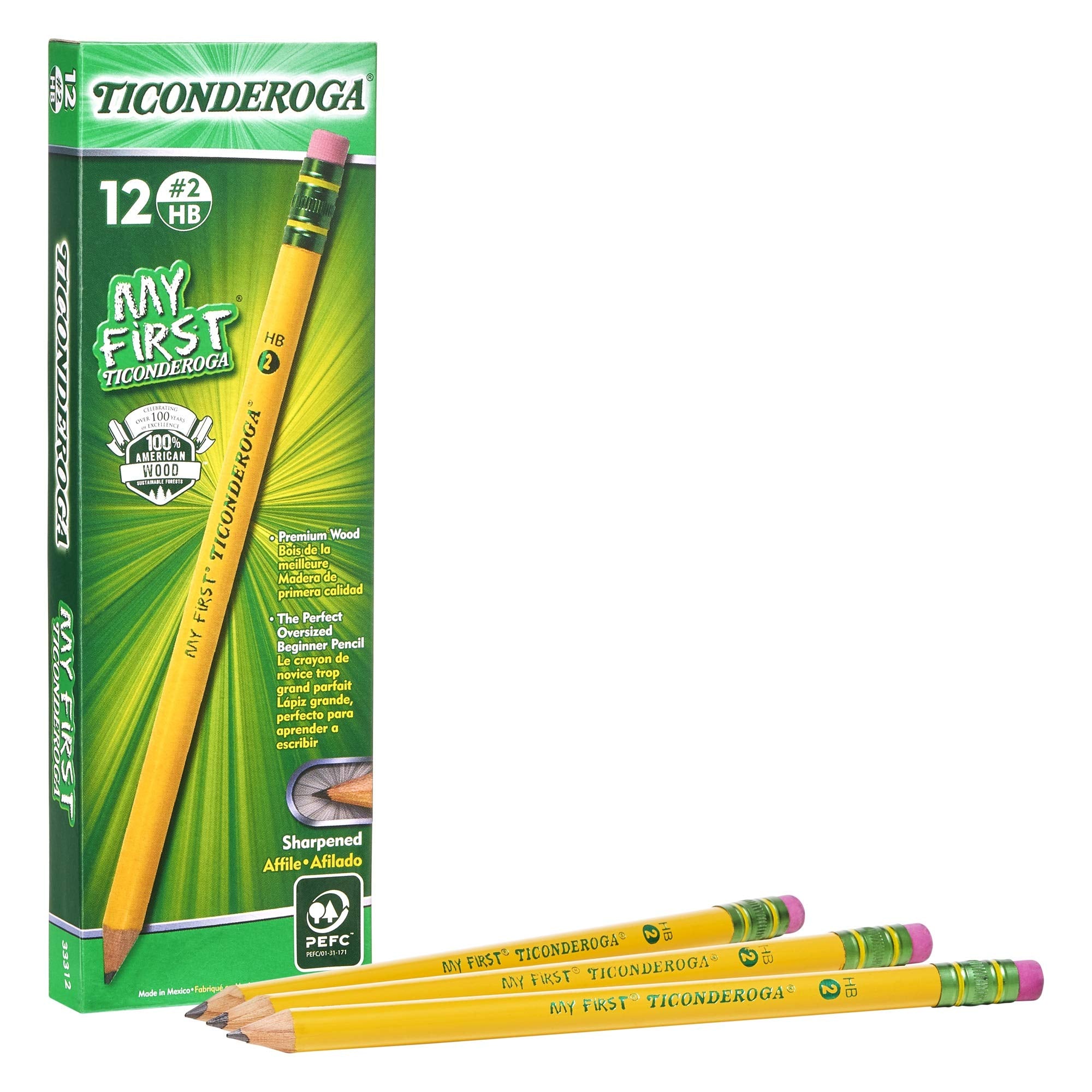 Ticonderoga My First Primary Size #2 Beginner Pencils 6 Boxes Of 12, 72 Pencils Total (33312Sp)