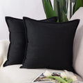 Madizz Set Of 2 Linen Throw Pillow Covers 20X20 Inch Black Soft Decorative Cushion Cover For Sofa Bedroom Pillow Shell