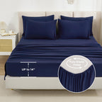Litanika Full Size Comforter Sets Navy Blue - 7 Pieces Bed In A Bag Full Beddding Comforter Sets, Solid Lightweight Bed Set With