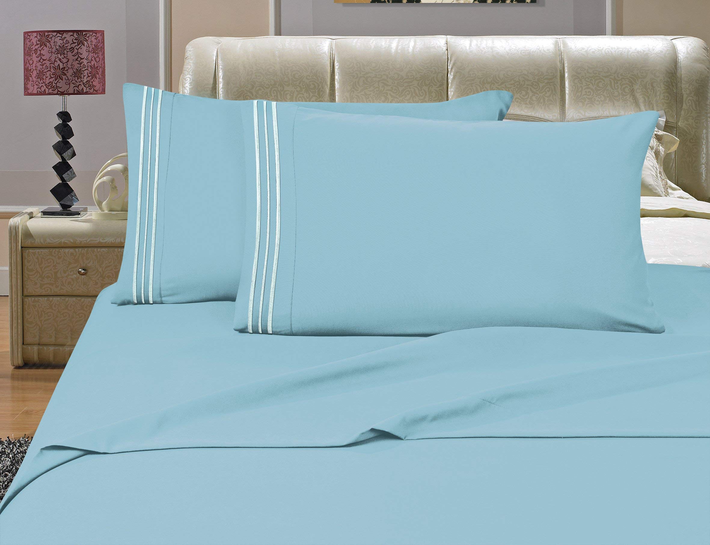 Elegant Comfort Bedding Collection 4-Piece Bed Sheet Set 1500 Premier Hotel Quality Wrinkle Free With Deep Pockets, Full, Aqua