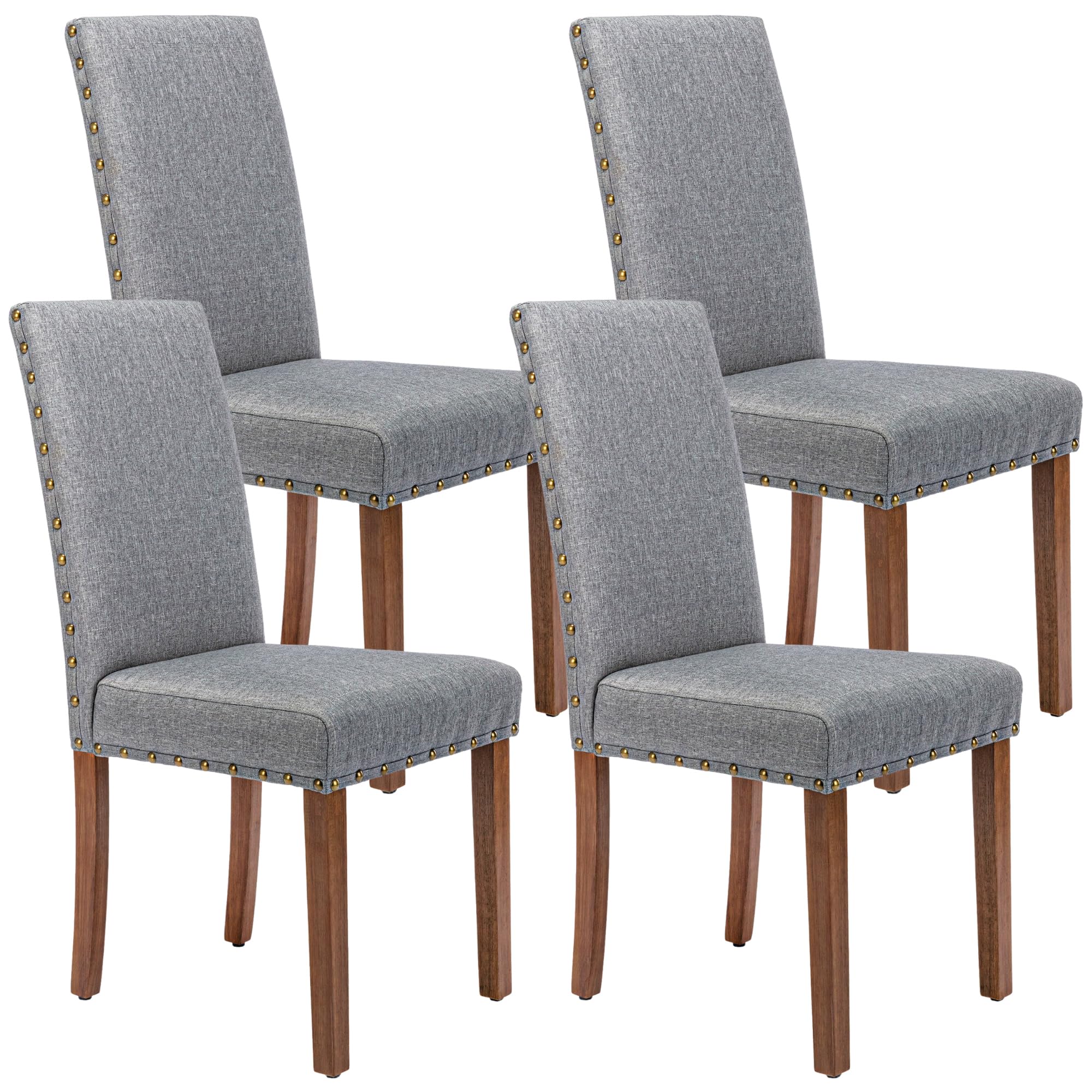Snugway Parsons Kitchen Dining Chair Set Room Modern Upholstered Stylish Fabric High Back With Bronze Nailhead Trim