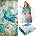 Zhanmai Microfiber Sea Turtle Beach Towel 30 x 60 Inches Bath Towels Pool Quick Drying Beach Blanket Sandproof Blanket for Adult