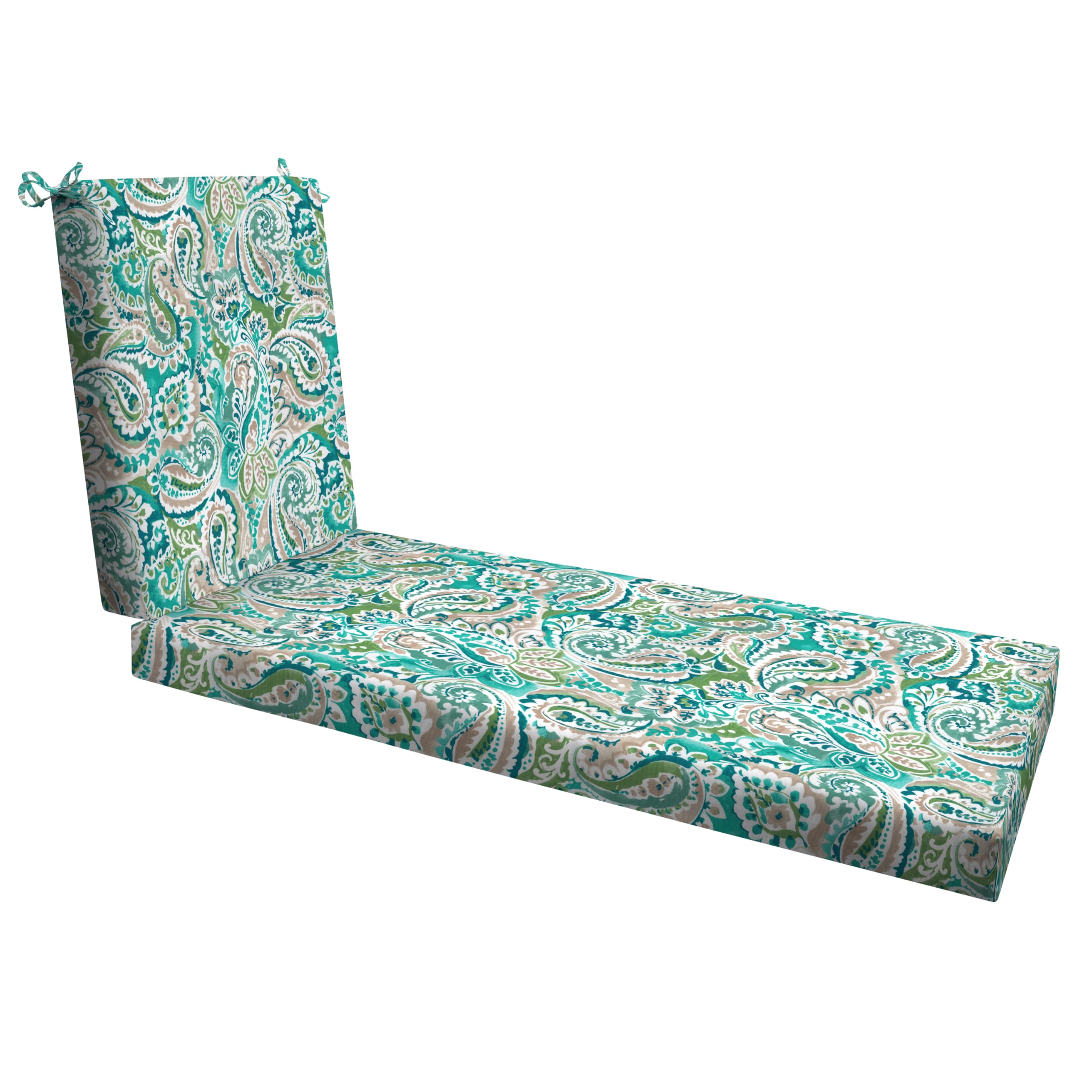 Honeycomb Essentials Outdoor Chaise Cushion, 21' X 70', Geneva Paisley Turquoise Patio Chair Cushion